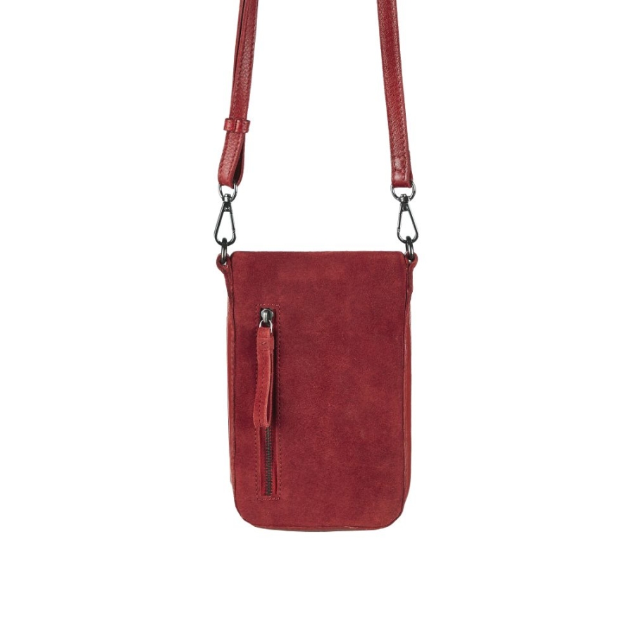 PHONE WALLET SUEDE CHILI RED